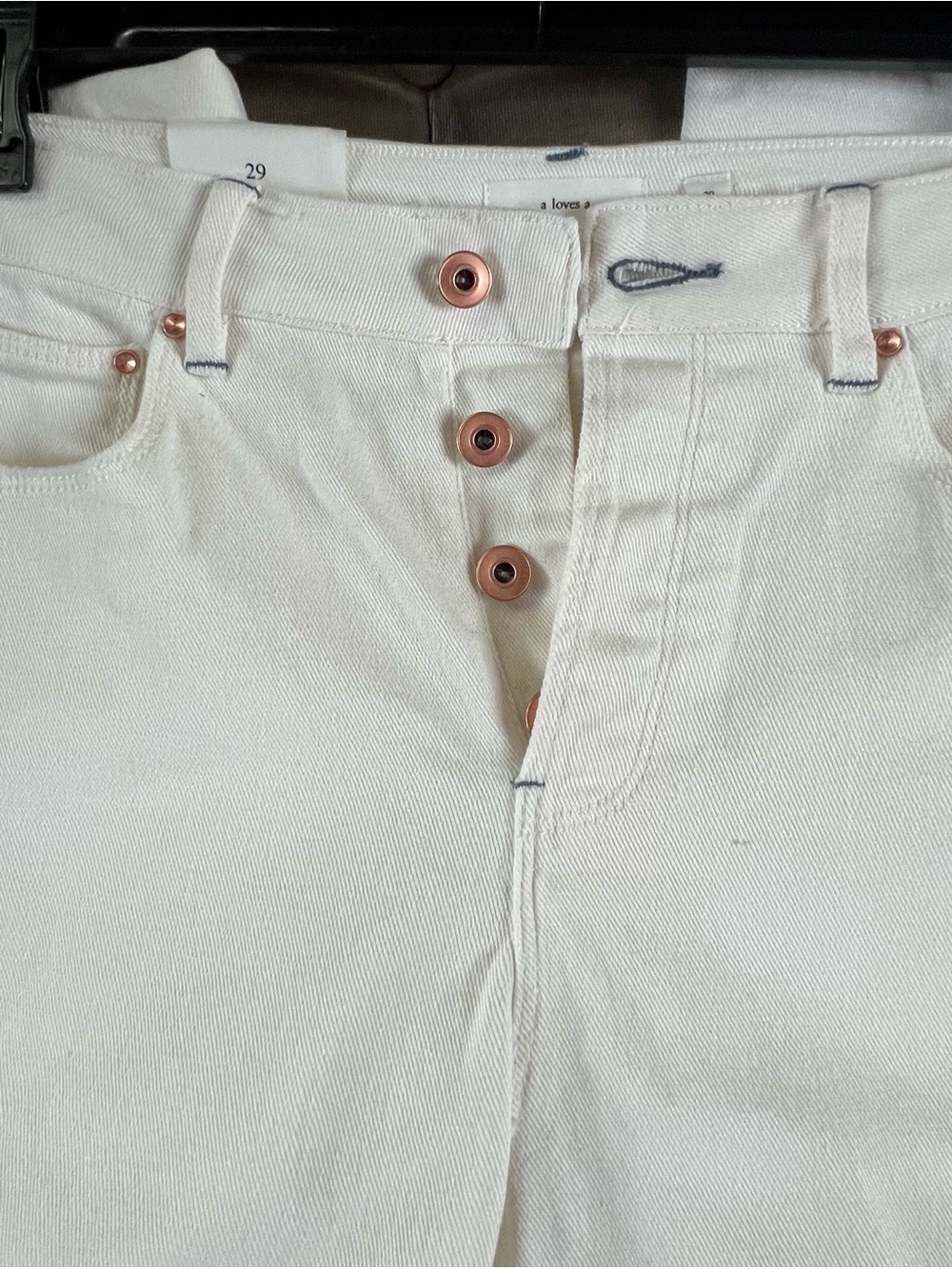 White Boyfriend Jeans with Button Fly